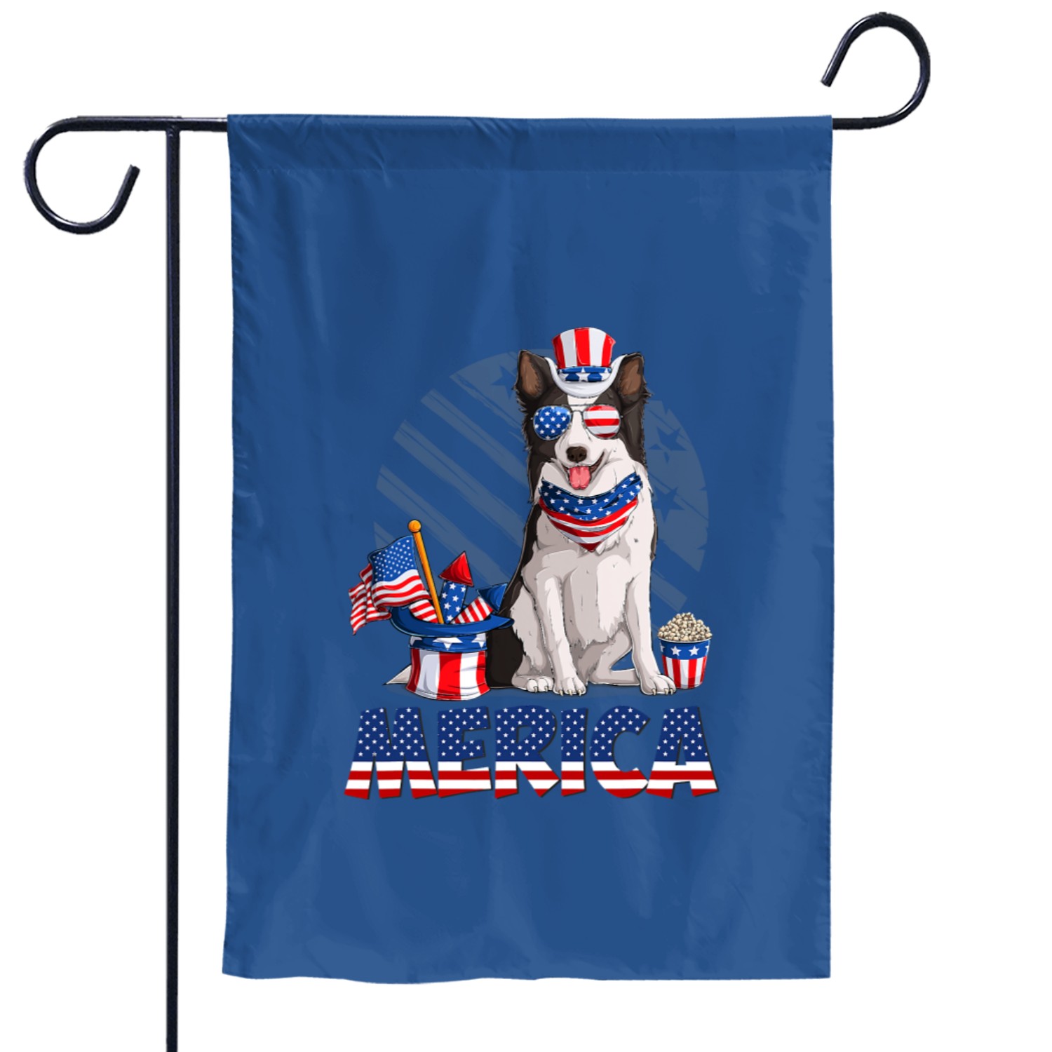 Dog Border Collie Happy 4th Of July American Flag Patriotic Usa Border ...