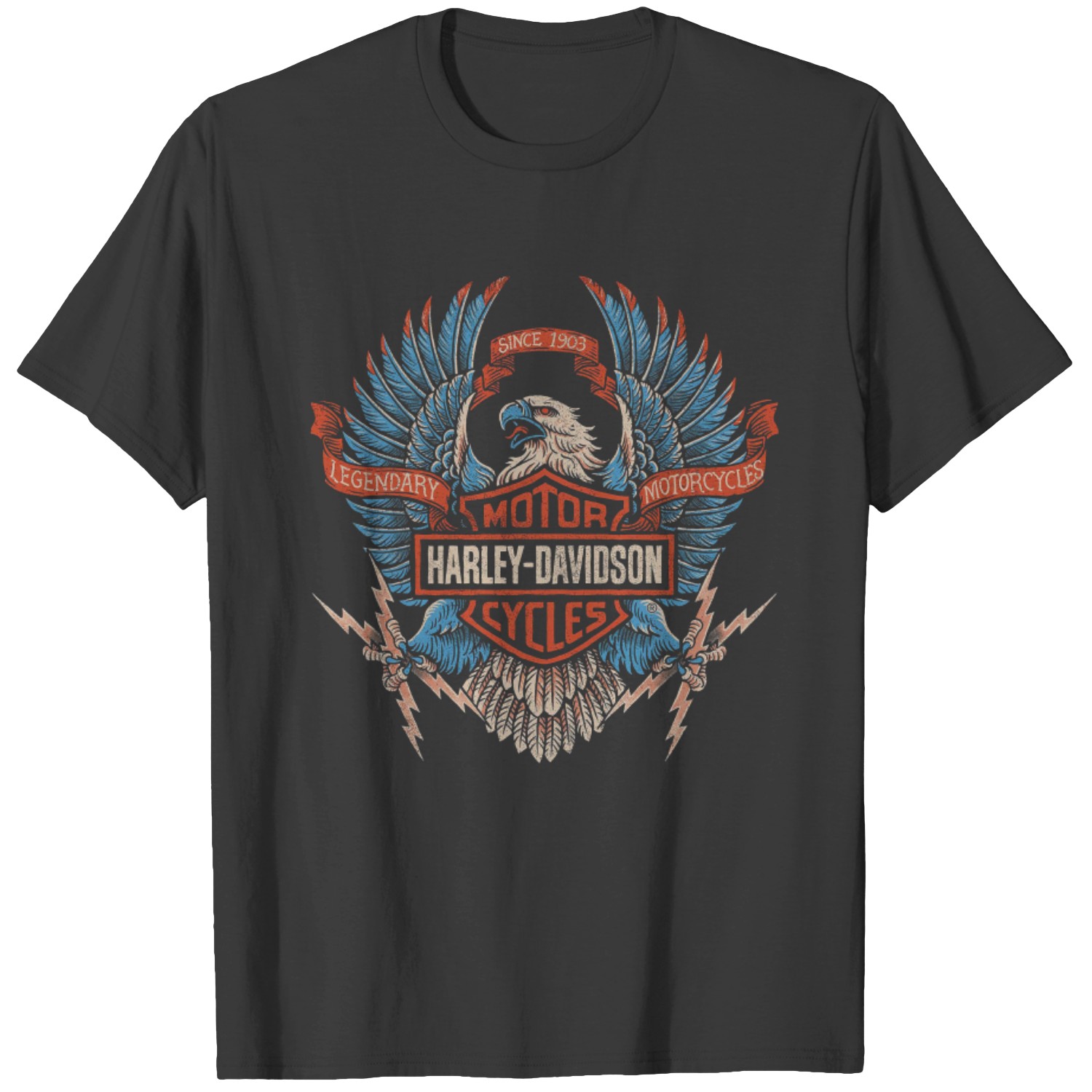 Harley-Davidson Eagle Pattern Long T-shirt, Men's L size cotton white type Vintage Second Hand
