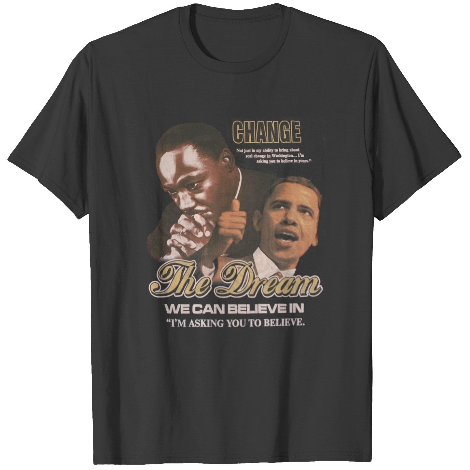 T-shirt Coton Barack Obama Martin Luther King LEADERS - Taille L, Noir, Occasion Très Bon état