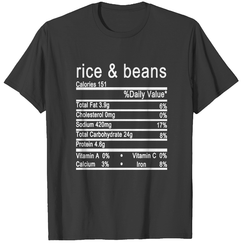 Rice And Beans Nutrition Facts Label Tshirt