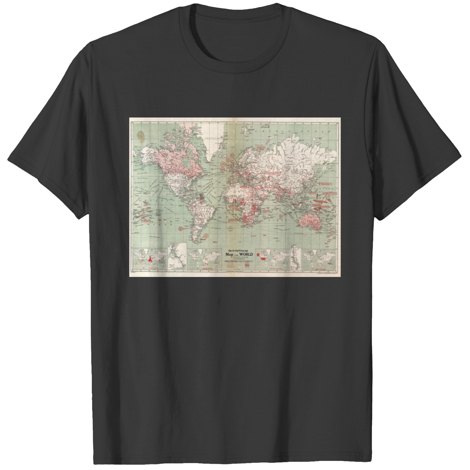 Antique Grey Red World Map Vintage Historical World Map World Map T-Shirts