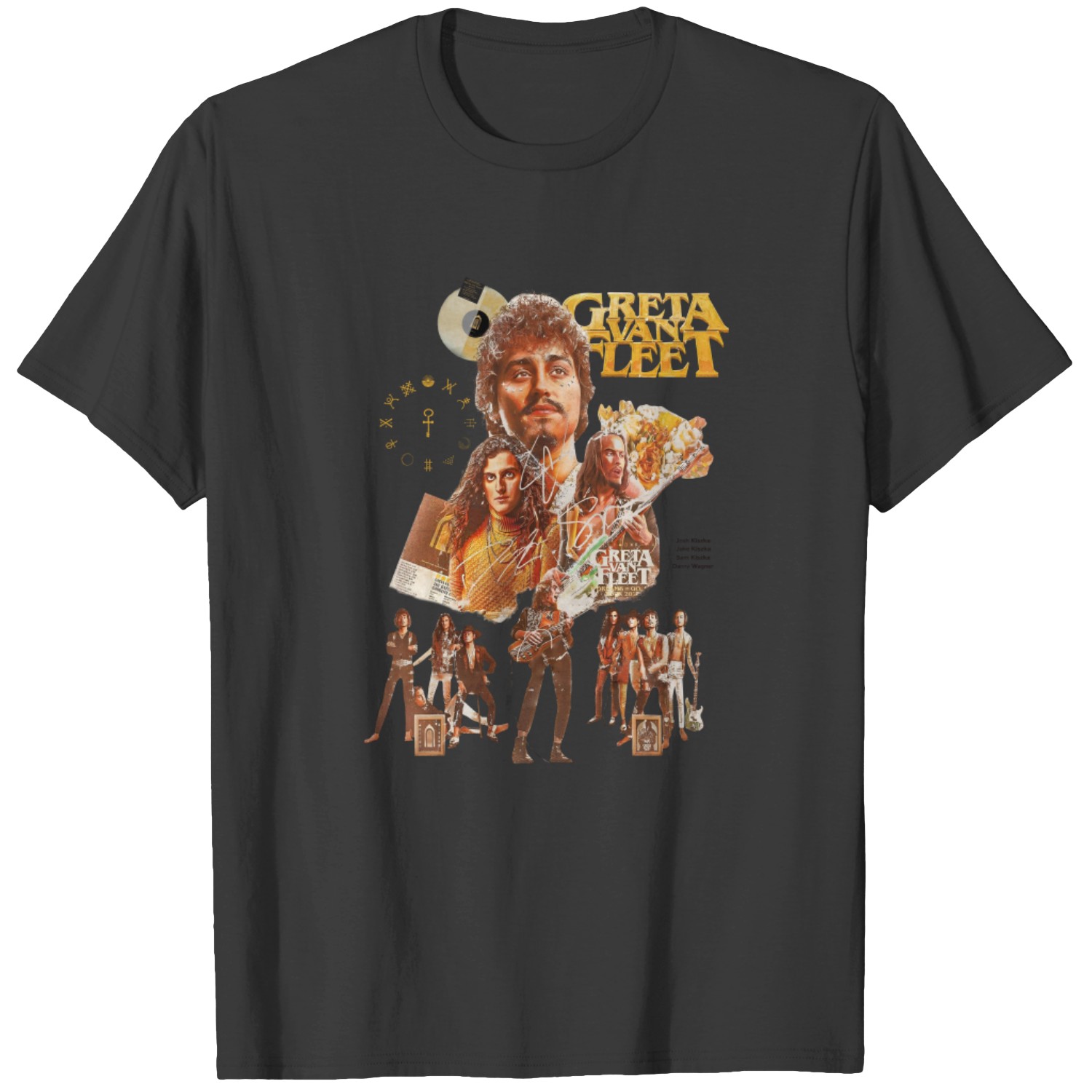 Maglietta Divertente Half Greta Van Fleet | 100% Cotone Premium, Nera, Leggera | Uomo E Donna | Regalo Originale Per Fan