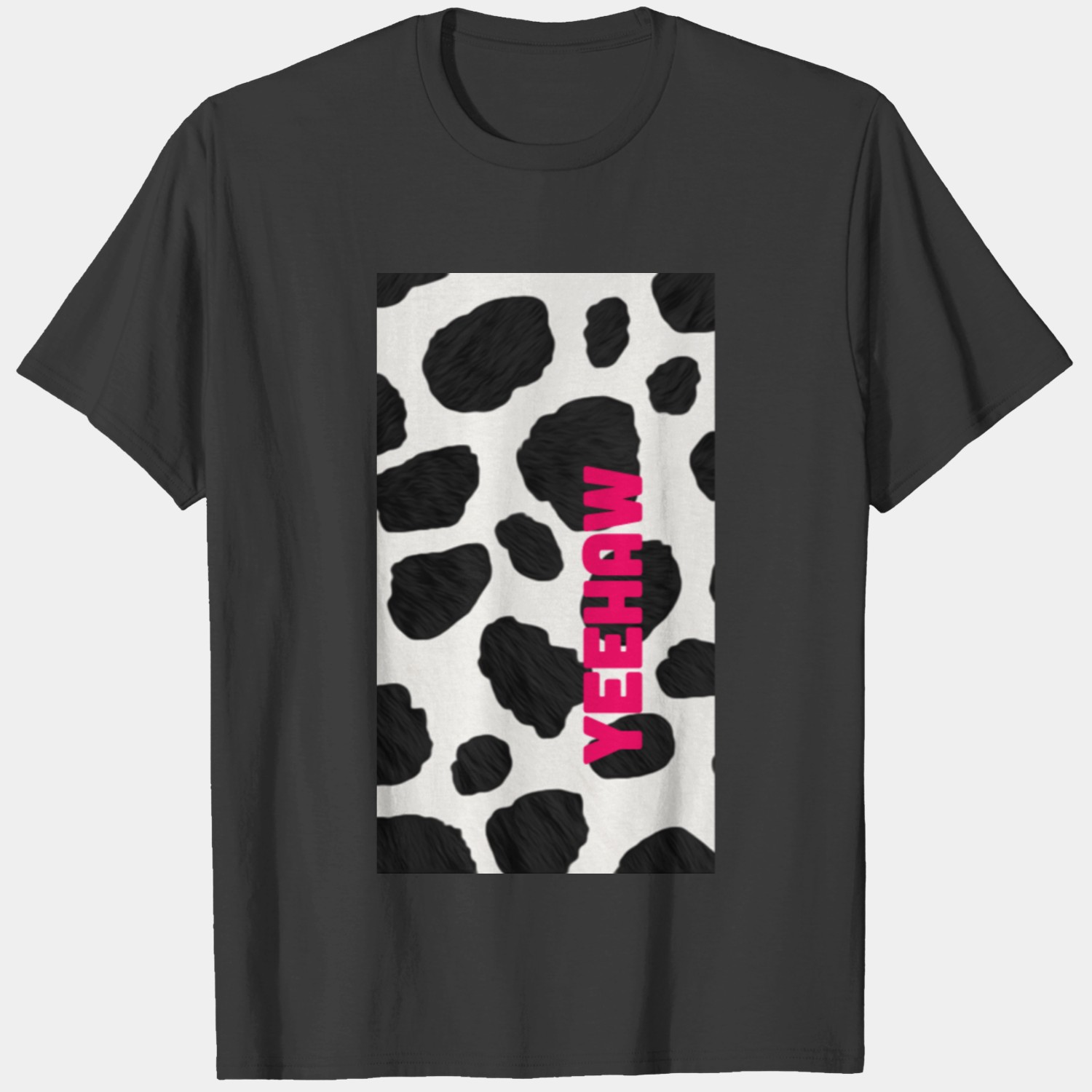 Yeehaw Cow Print Funny Western Meme Cowhide Yeehaw T-shirt