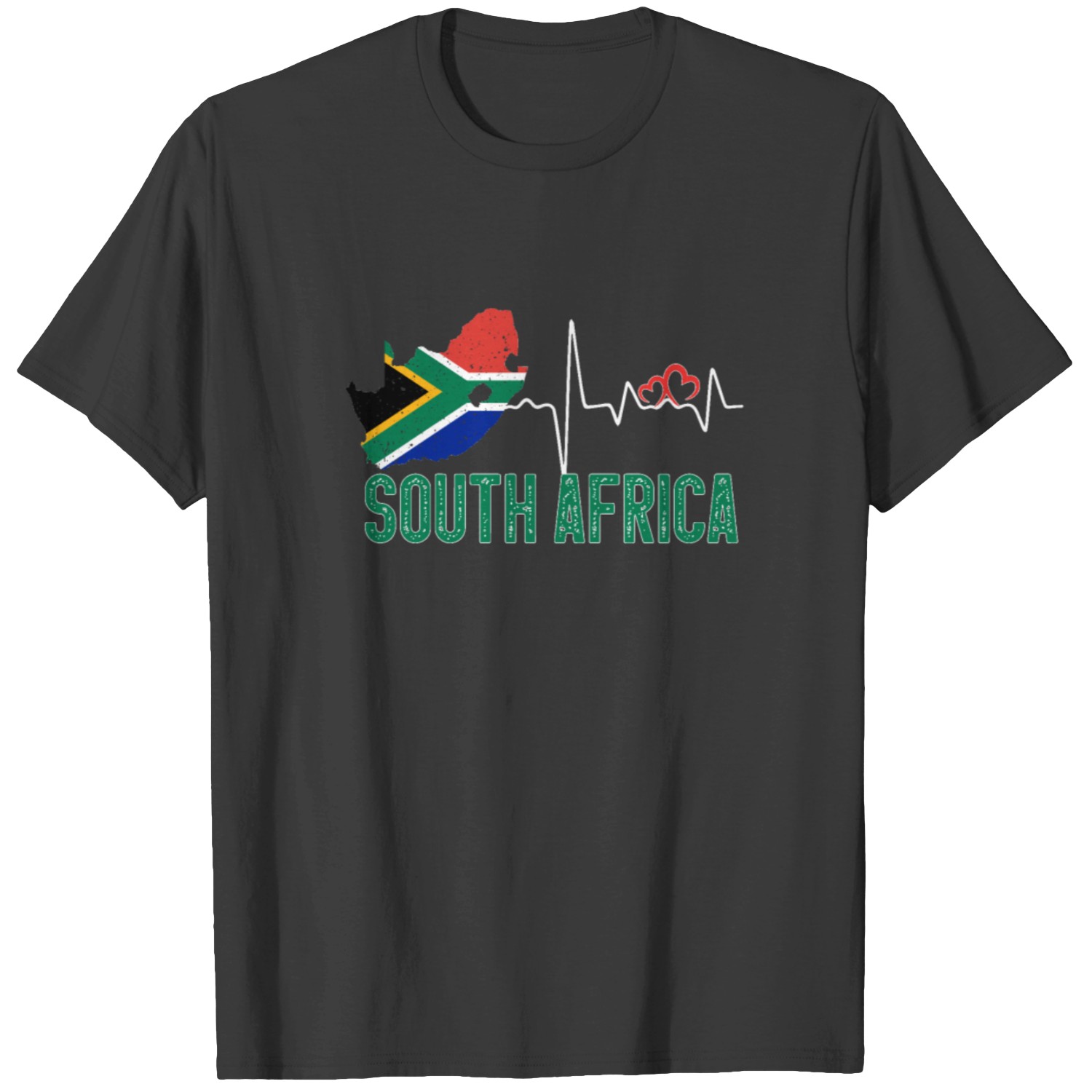 South Africa Flag Map Heartbeat For South African T Shirt 2354