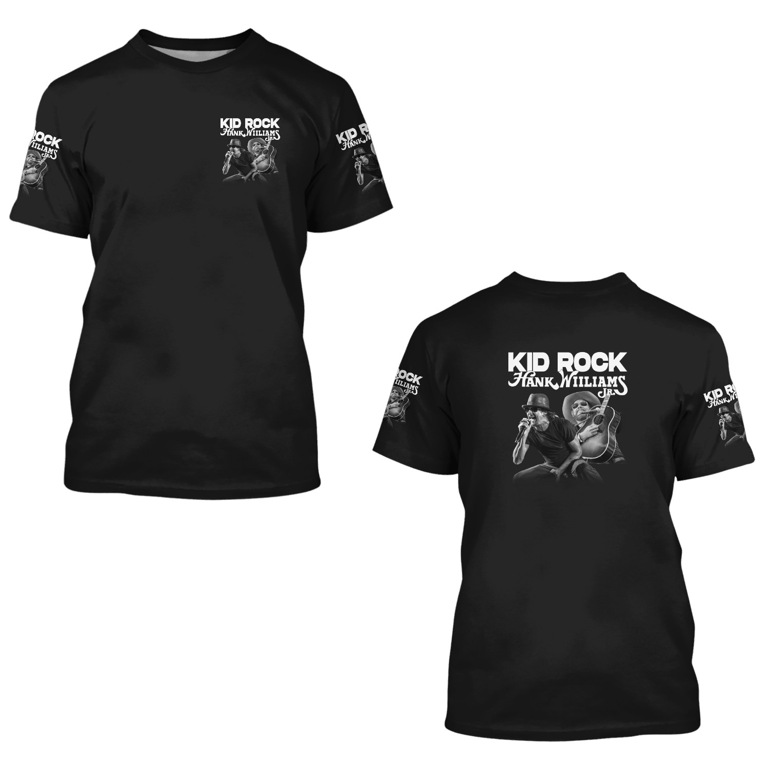Kid Rock Hank Williams Jr 3d T Shirts