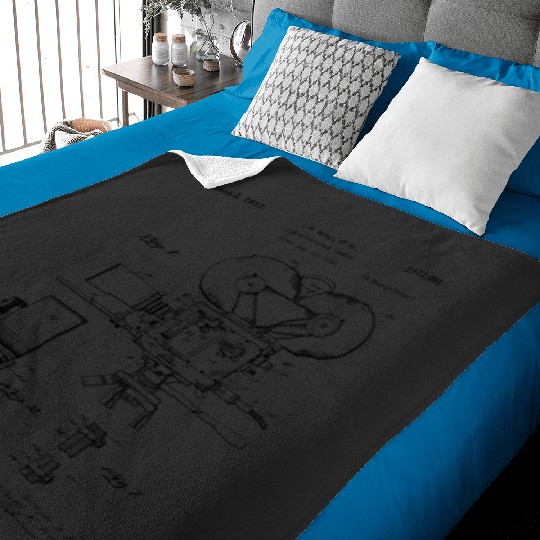 Movie Film Camera Patent Prints 1937 by MadebyDesign Baby Blankets