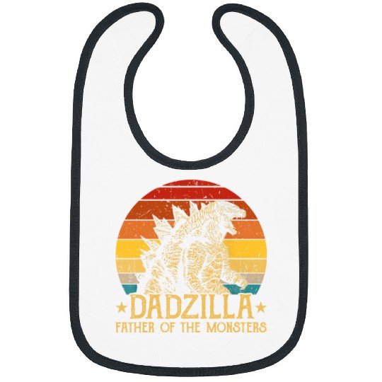 Dadzilla Father Of The Monsters Retro Vintage Sunset Bibs