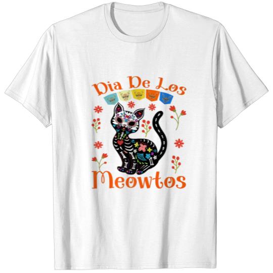 Day Of The Dead Dia De Los Muertos Dia-De-Los Meow Camisetas Clásicas