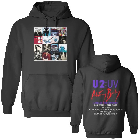 U2 Rock Band Warning Baby Live at Sphere Las Vegas Tour 2023 Double Sided Hoodies