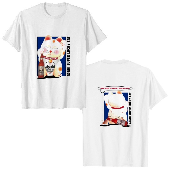 90s Asahi Super Lucky Cat T-Shirt. Vintage 1990s Good Things Happen