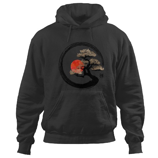 Discover Enso Circle and Bonsai Tree on Canvas Hoodies