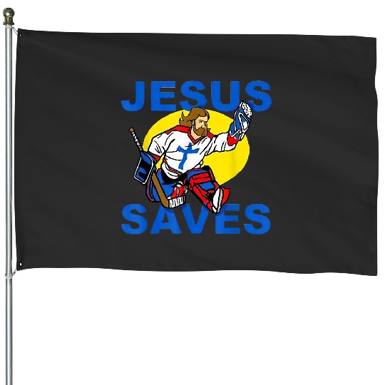 Funny Jesus Saves Hockey House Flags Goalie House Flags House Flags House Flags