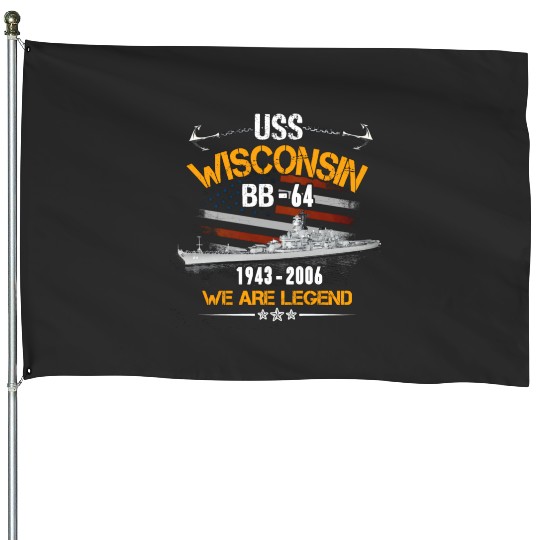 USS Wisconsin BB 64 Army US Navy Veterans House Flags