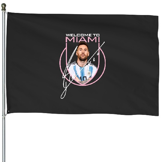 Lionel Messi Welcome to Inter Miami signature House Flags, Messi in Miami Inter Miami FC Soccer