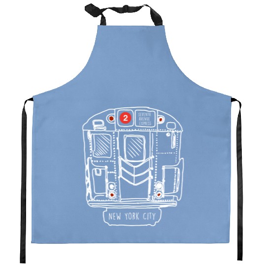 New York City Subway Queens 2 Express Train Kitchen Aprons