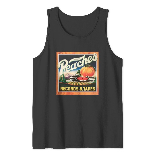 Peaches Records and Tapes Tank Tops - Vintage Records tapes Tank Tops Peaches Peach Crate Tank Tops