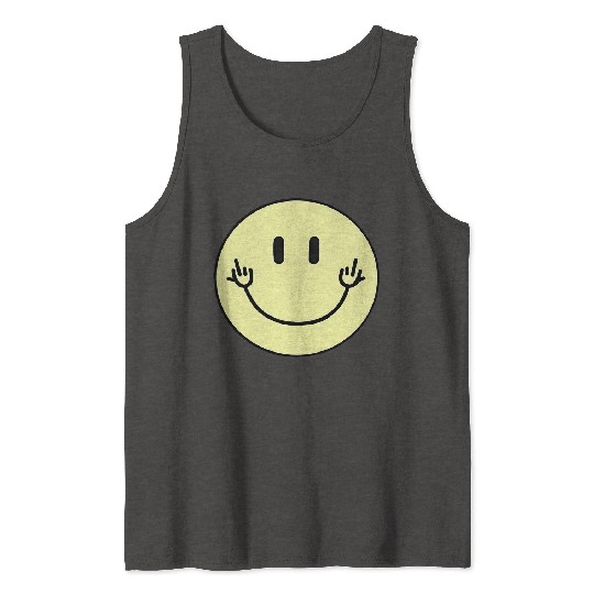 Cartoon Middle Finger Tank Tops Smiley Face Middle Finger Design! Cartoon Middle Finger Tank Tops Smiley Face Middle Finger Design!