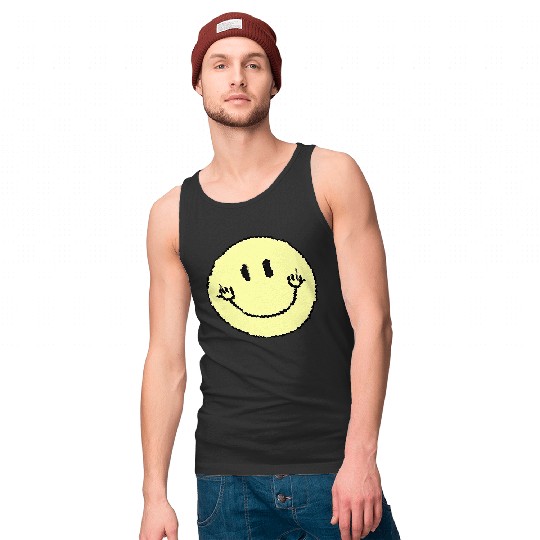 Cartoon Middle Finger Tank Tops Smiley Face Middle Finger Design!