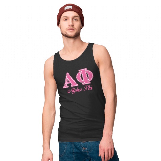 Alpha Phi Pink Letters Tank Top
