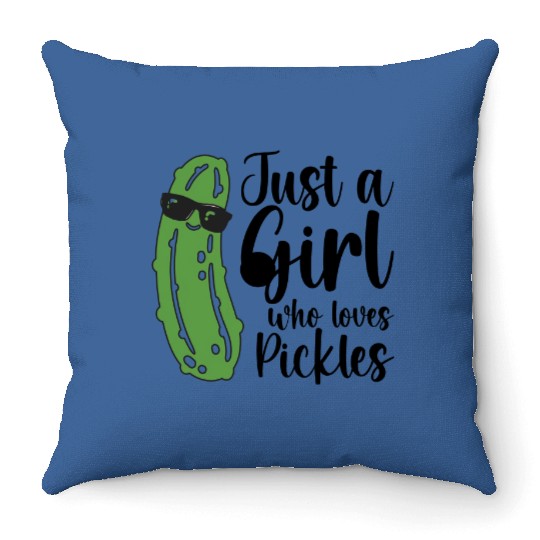 Just a Girl Who Loves Pickles Throw Pillows, Funny Pickle Throw Pillows