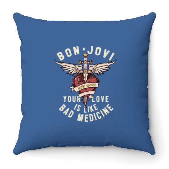 Bon Jovi Bad Medicine Red Heather Adult Throw Pillows