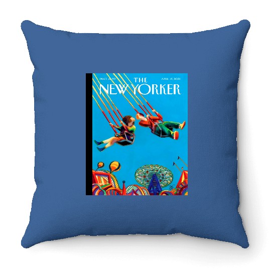 Coney Island Swings Back Throw Pillows