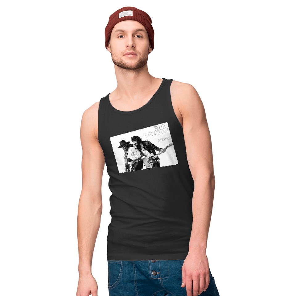 Springsteens Born To Run Black And White Poster Tank Tops