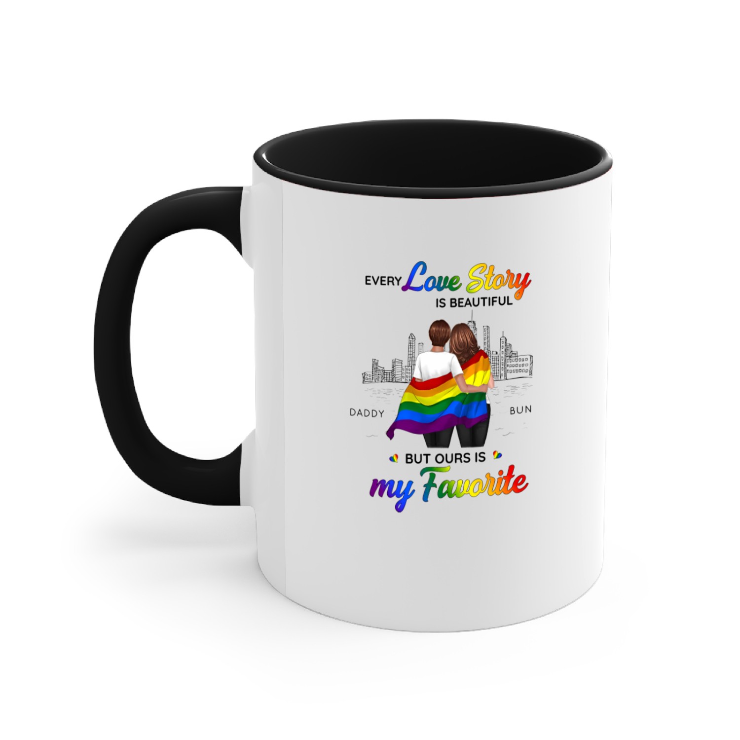 Discover Love Story LGBT Couples Gift For Him For Her Personalized Custom Unisex Accent Mugs