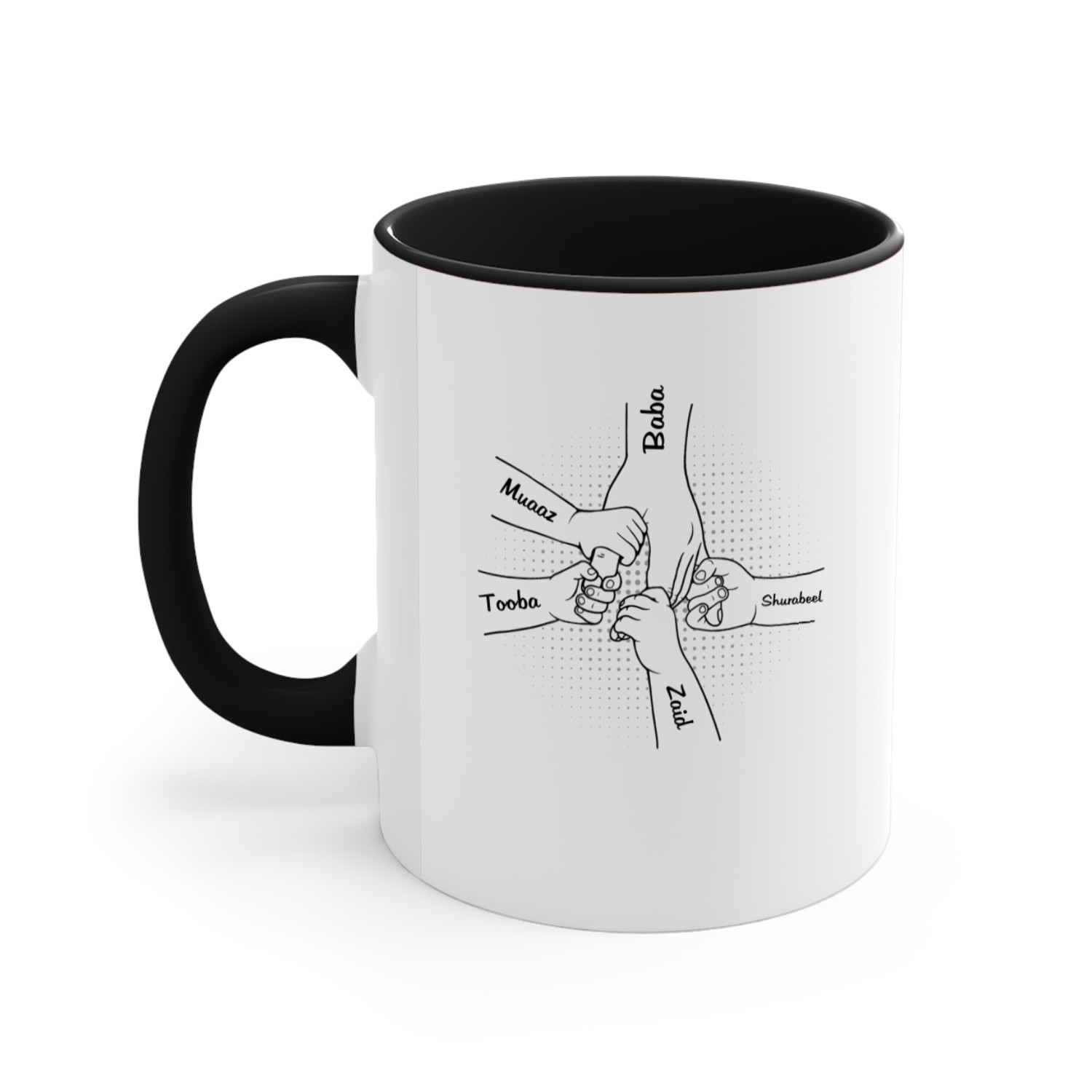 Discover Hand In Hand Custom Name, Custom Father's Day Gifts Personalized Accent Mugs
