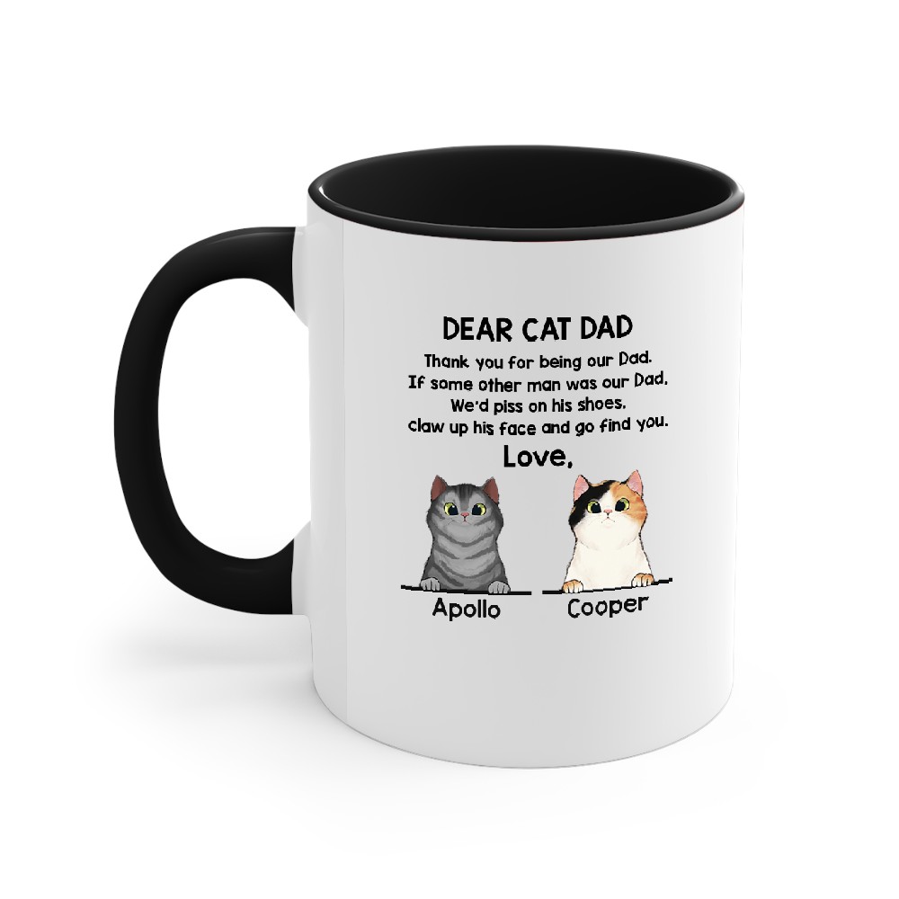 Discover Dear Cat Dad Thank You For Being Our Dad Cool Cats Father's Day Gift Customize Unisex Accent Mugs