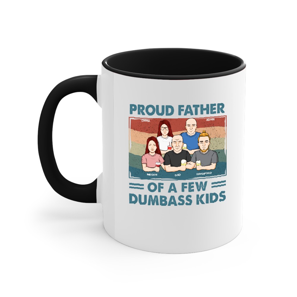 Discover Proud Father Of A Few Kids - Family Personalized Custom Unisex Accent Mugs - Gift For Dad