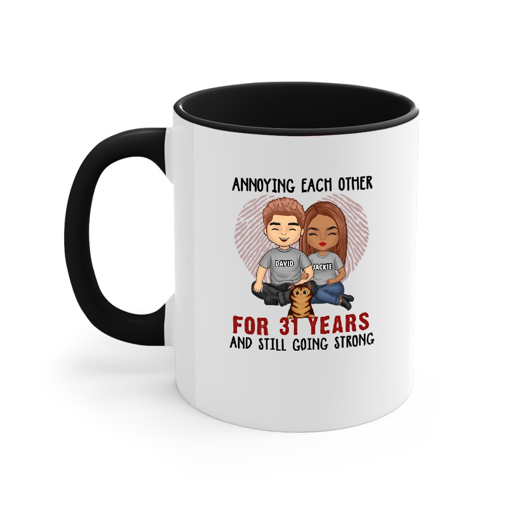 Discover Annoying Each Other Still Going Strong - Anniversary Gifts, Gift For Couples, Husband Wife - Personalized Unisex Accent Mugs, Accent Mugs
