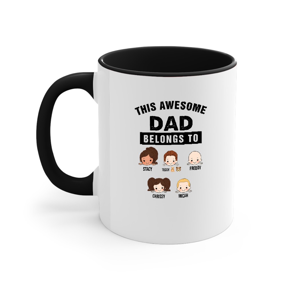 Discover Dad Belongs To Kids Dogs Cats Personalized Accent Mugs