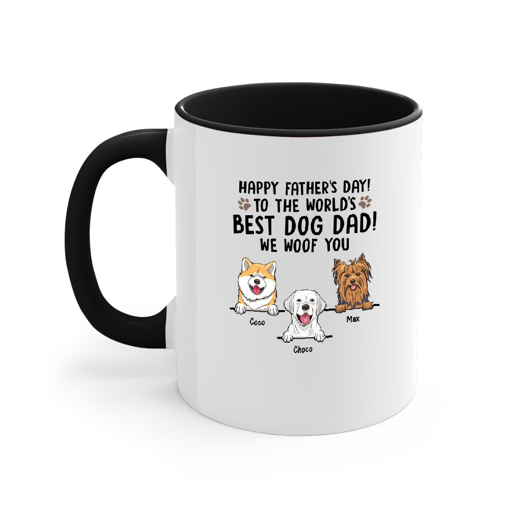 Discover Happy Father's Day To Best Dog Dad - Gift for Dad, Personalized Accent Mugs