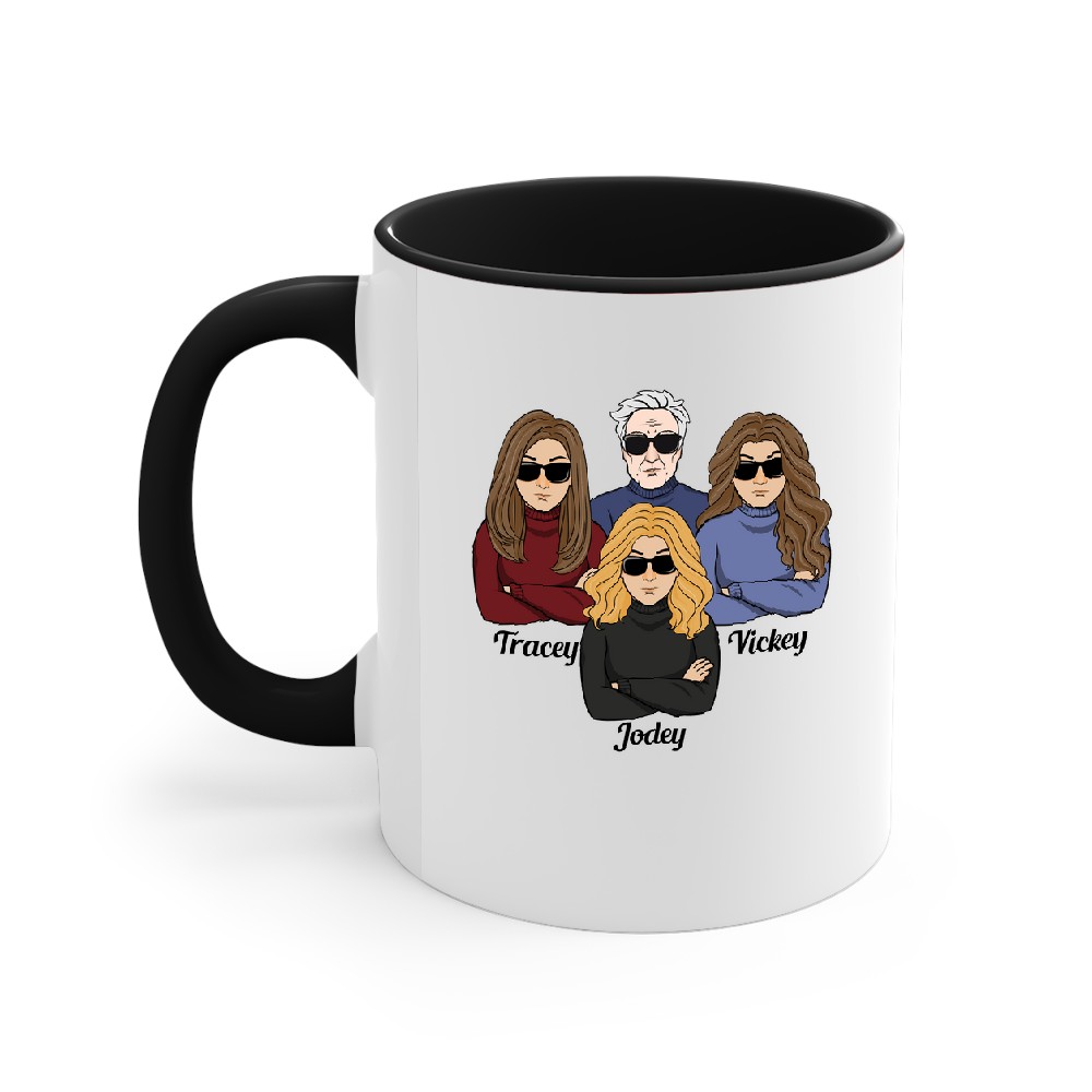 Discover Dad Of Girls #Outnumbered - Personalized Mug - Birthday, Christmas Gift For Father, Daddy, Dad, Girl Dad Accent Mugs