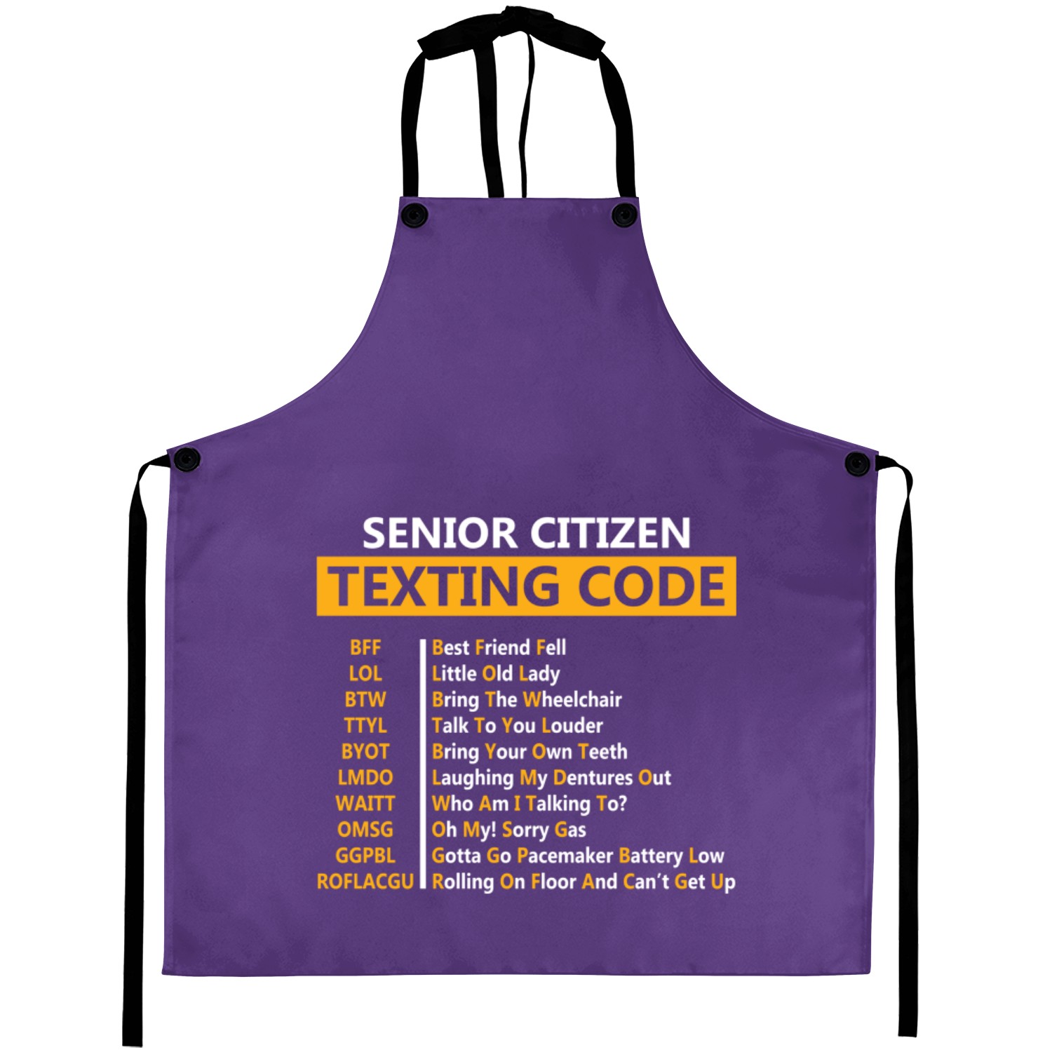 Senior Citizen's Texting Code Design Aprons