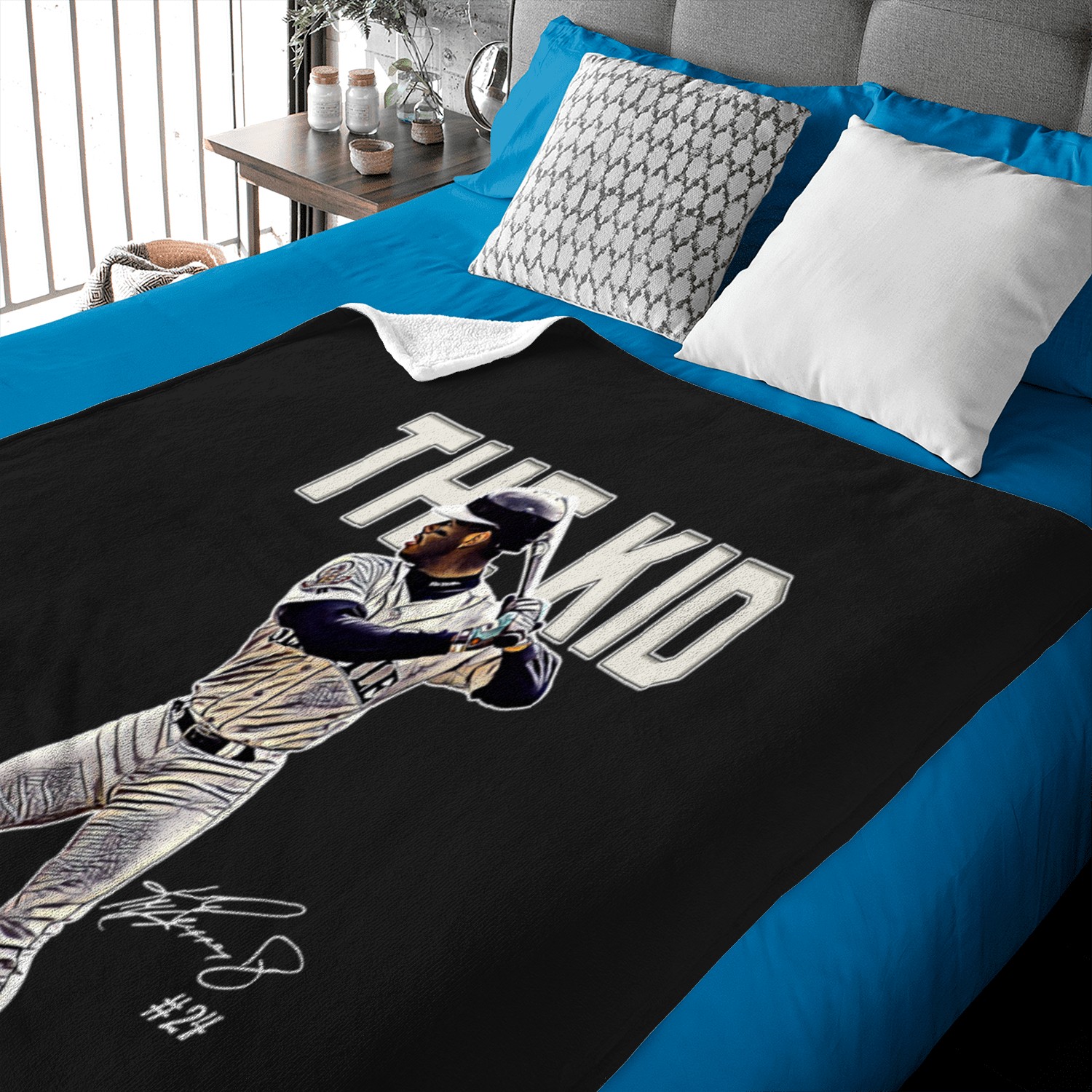 Ken Griffey Jr The Kid Seattle  Legend Signature Vintage Retro 80s 90s Bootleg Rap Style  7 Baby Blankets