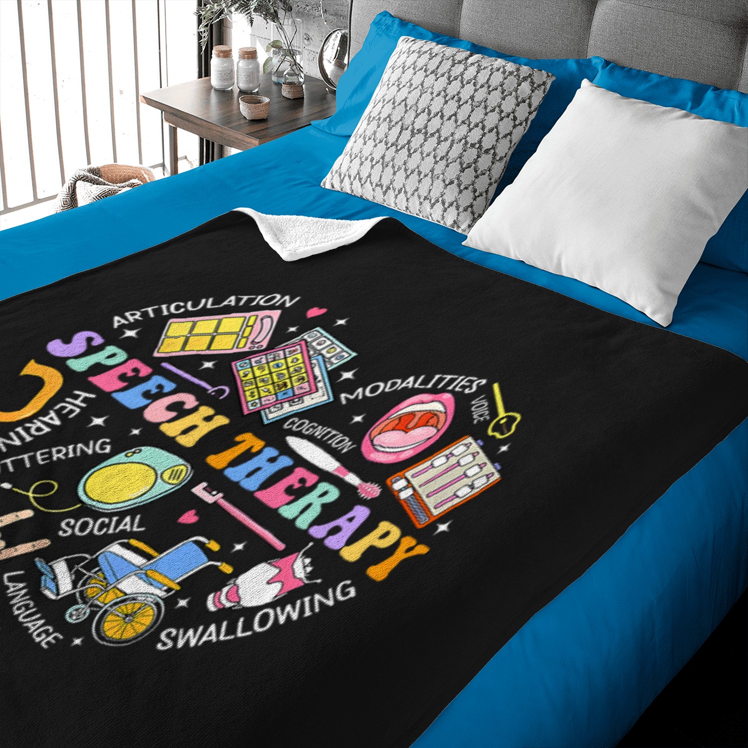 Speech Therapy Retro Groovy Language Pathologist Therapist Baby Blankets