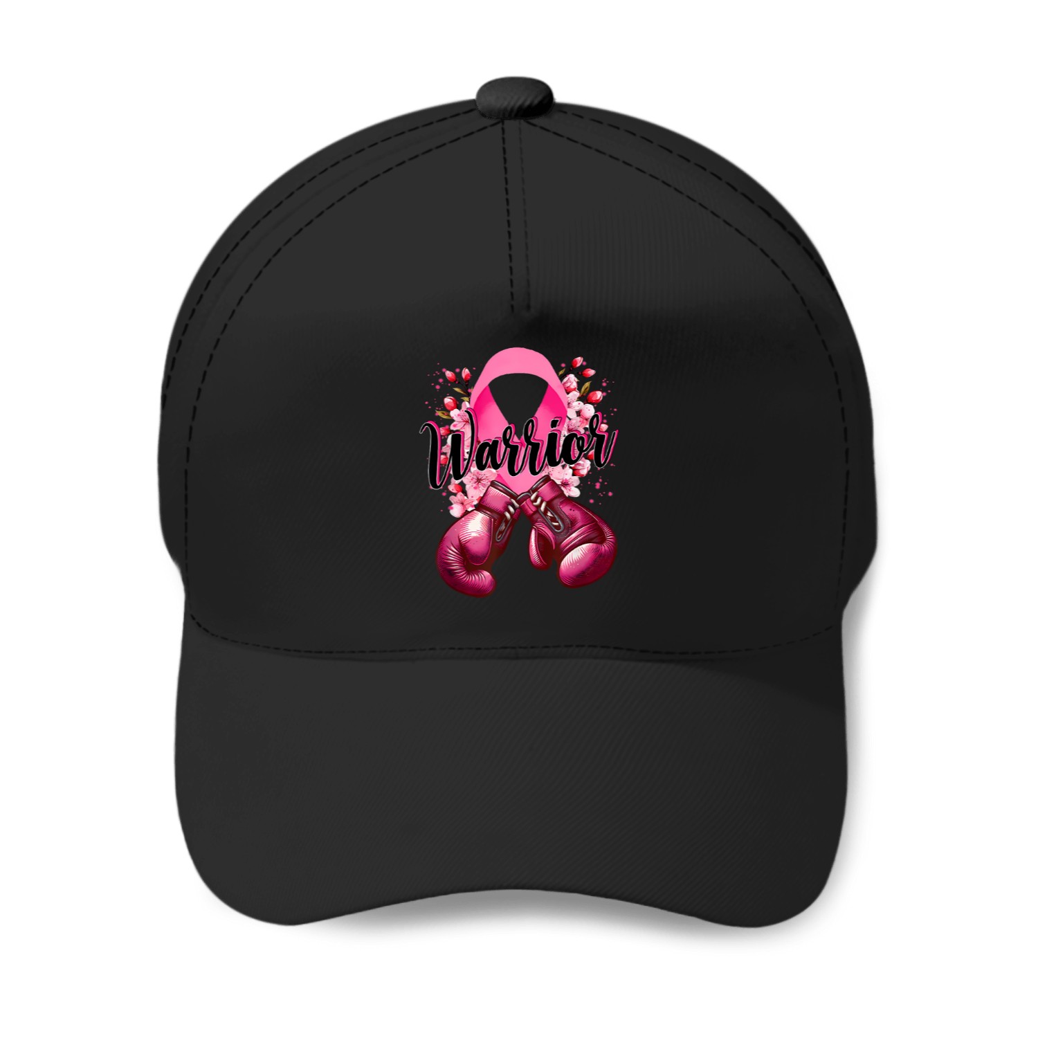 Warrior Boxing Gloves Pink Ribbon Breast Cancer Awareness Baseball Caps