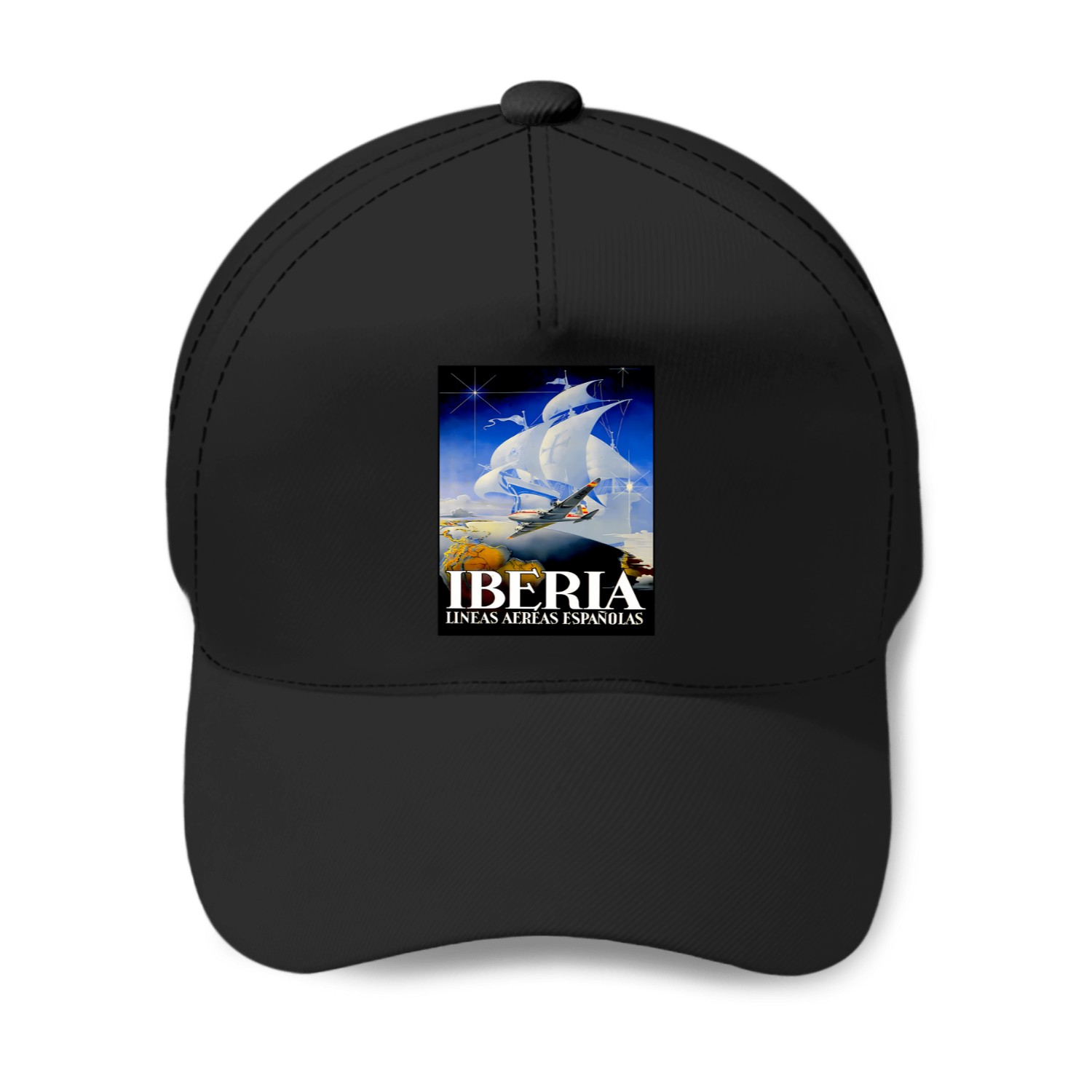 Iberia Airlines  Vintage Travel Advertising Print T-shirt Baseball Caps