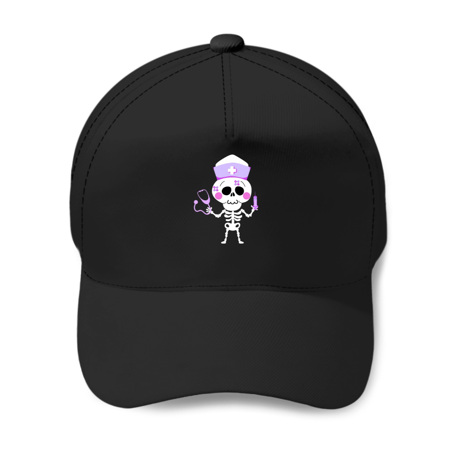 Nurse Skeleton Funny Emoji Baseball Caps