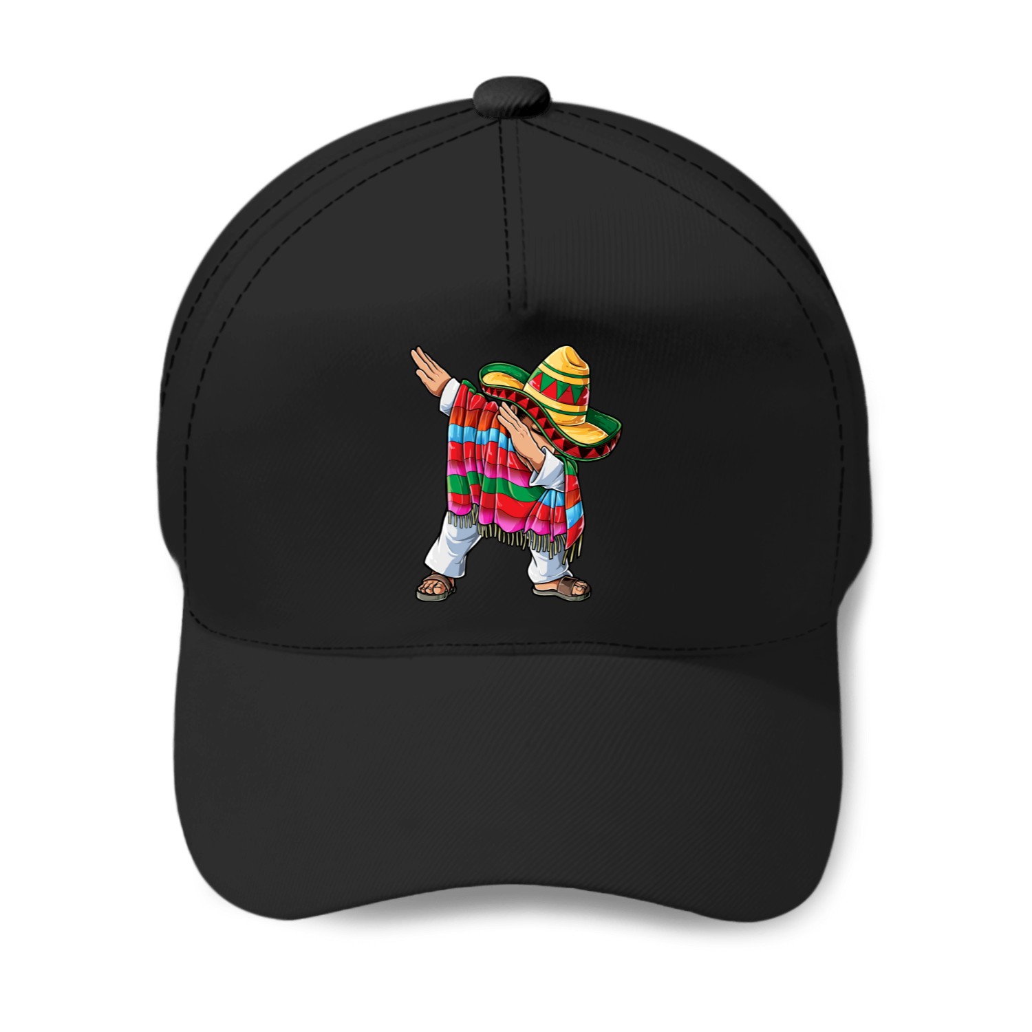 Dabbin' Mexican Poncho Cinco De Mayo Boys Men Sombrero Dab Baseball Caps