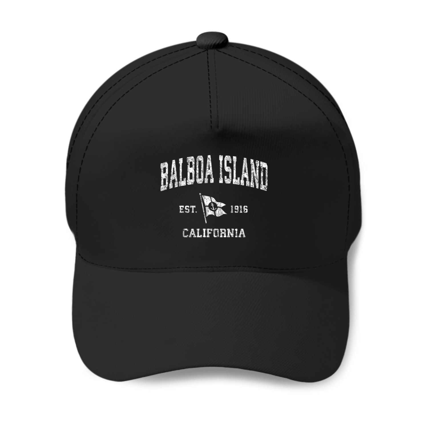 Balboa Island Ca Vintage Nautical Boat Anchor Flag Baseball Caps