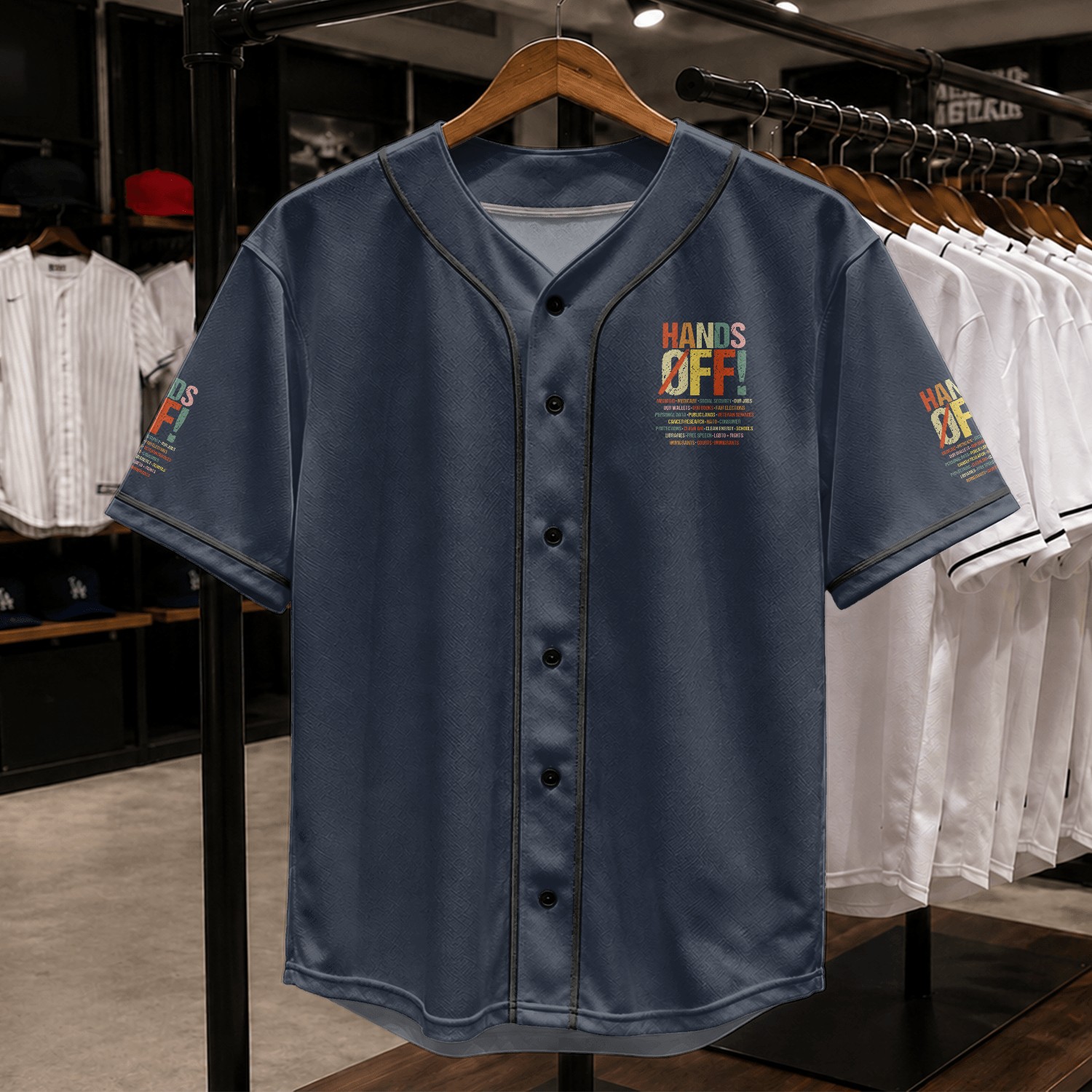 Hands Off Protest Baseball Jerseys, Hands Off Baseball Jerseys, Anti Trump Baseball Jerseys, Activist Protest Baseball Jerseys