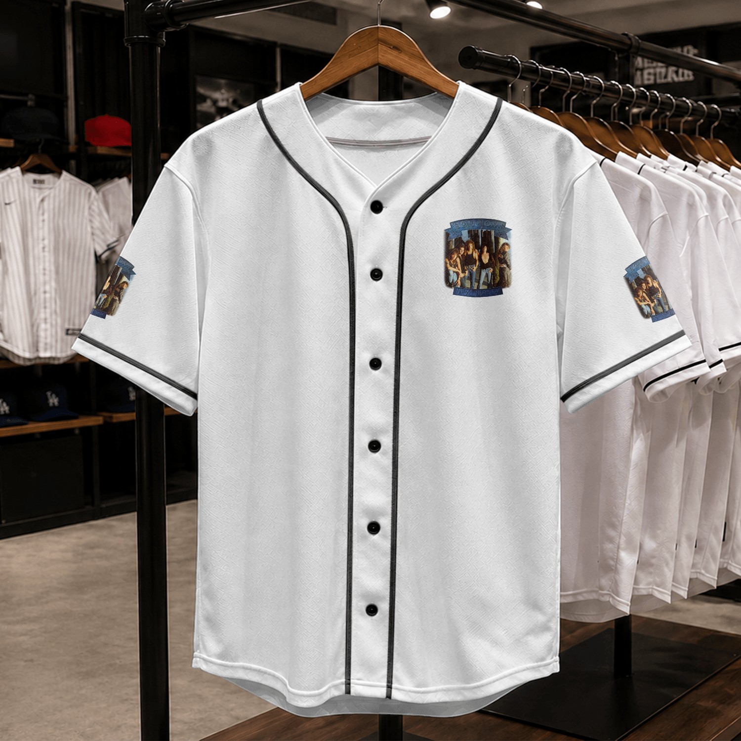 Bon Jovi 1988 New Jersey Black Men Women Baseball Jerseys