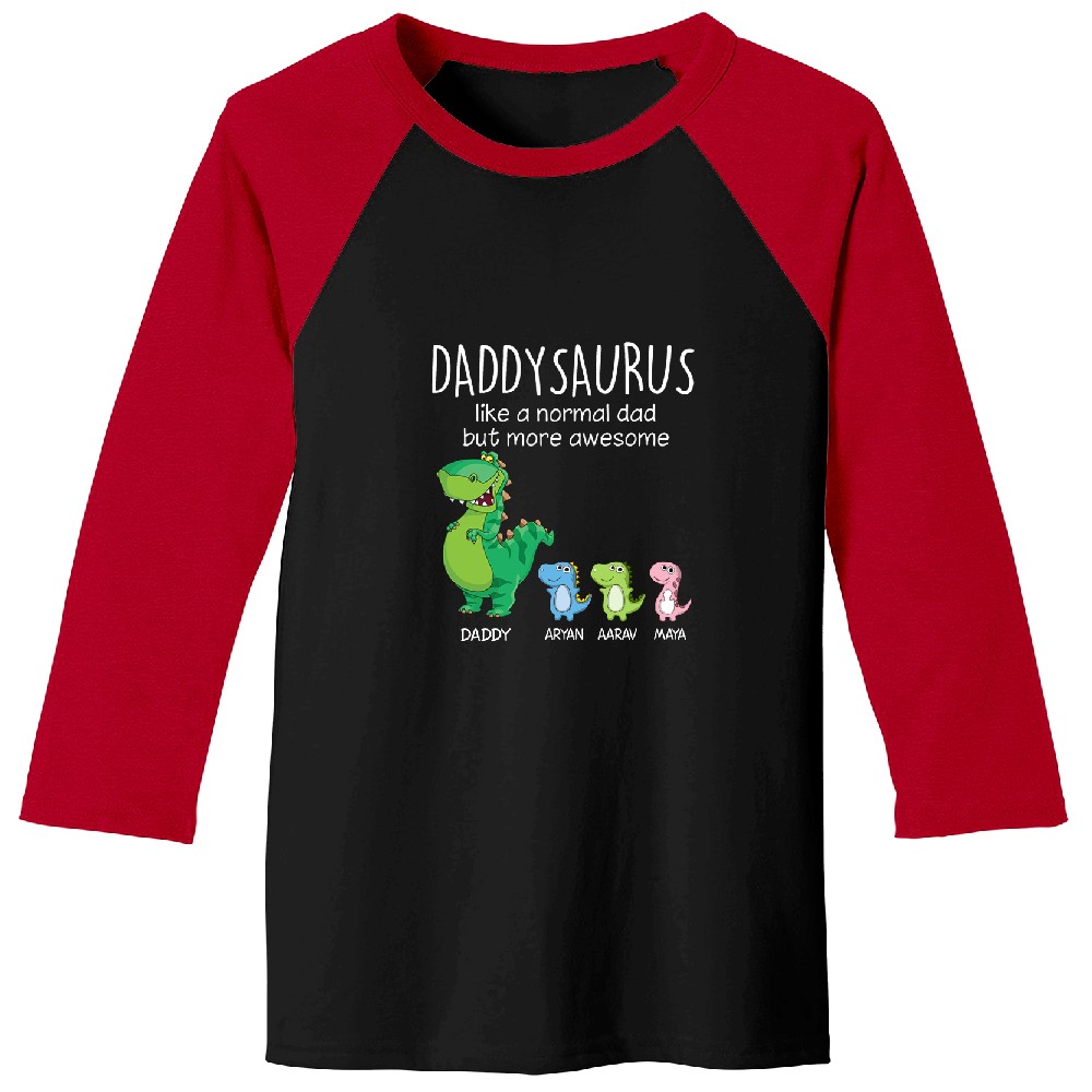 Grandpasaurus And Kids Personalized Baseball Tees