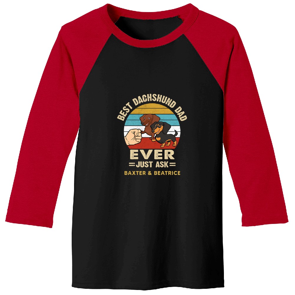 Best Dachshund Dad Ever Fist Hand Retro Personalized Custom Baseball Tees
