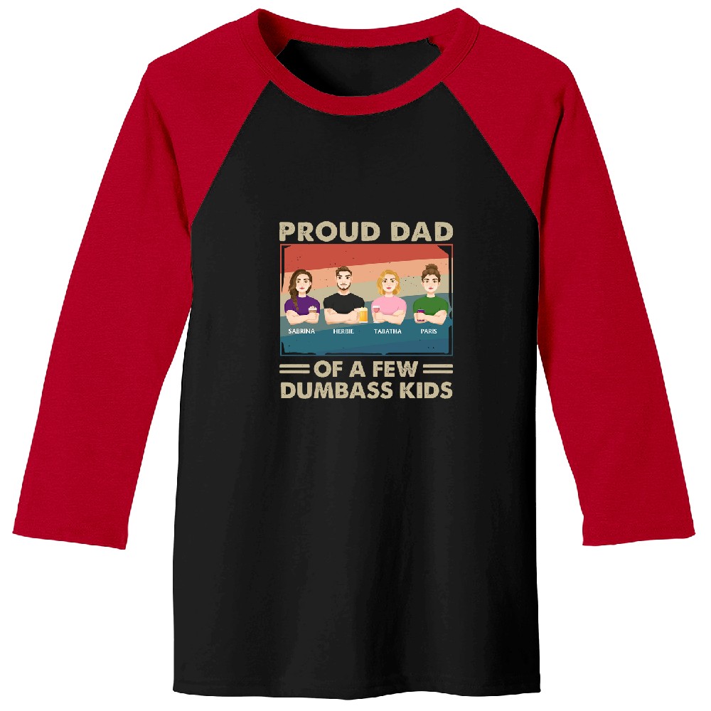 Discover Proud Father Of A Few Kids Adult Flat Art Funny Gift For Father's Day Personalized Baseball Tees