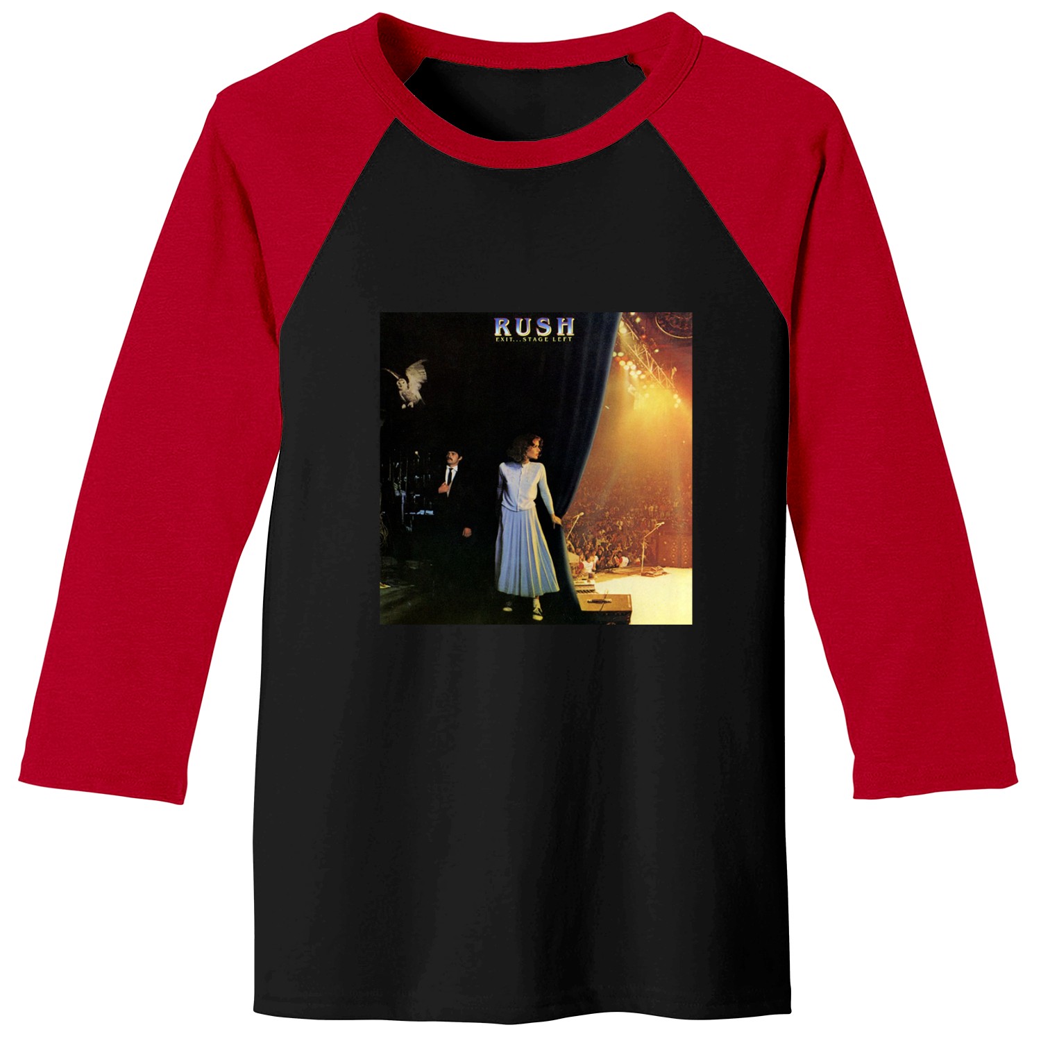 Exit Stage Left Rush Music Album Baseball Tees