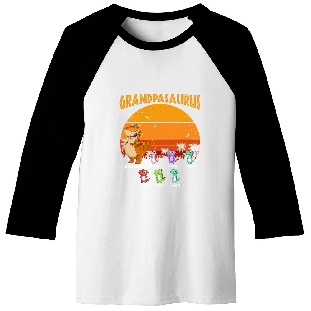 Grandpasaurus Daddysaurus And Kids Personalized Baseball Tees